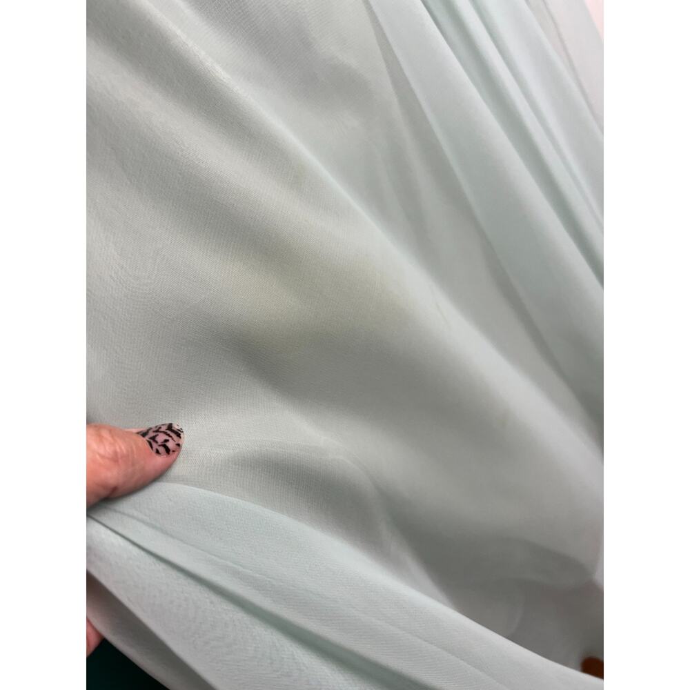 Vintage 70s Chiffon Beaded Maxi Dress Size‎ 4 Gray Green Ethereal - Picture 7 of 11